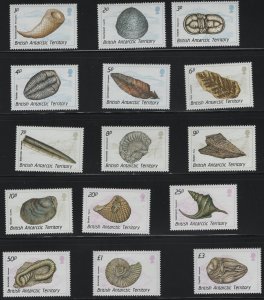 BRITISH ANARCTIC TERRITORY , 153-167, (15) SET, MNH, 1989, Fossils
