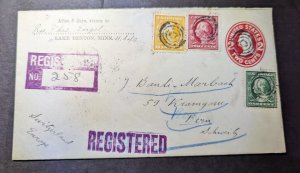 1911 Registered USA Cover Lake Benton MN to Bern Switzerland