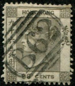Hong Kong SC# 24a / SG# 19a Victoria 96c, wmk 1/CC Used