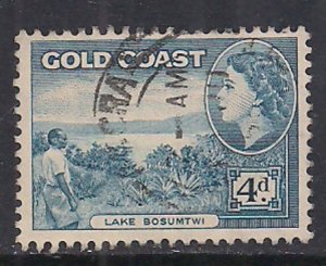 Gold Coast 1952 - 54 QE2 4d Blue SG 159 used ( F1389 )