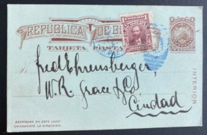 1907 La Paz Bolivia Postal Stationery Postcard Cover Locally Used