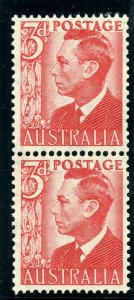 Australia 1951 KGVI 3d scarlet coil pair superb MNH. SG 235aa.