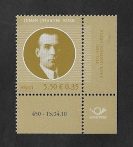 SE)2010 ESTONIA, PRESIDENT JUHAN KUKK, 1885-1942, 1922-1923, MNH