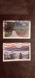 US Scott # C147 and C150; 2 Scenic Airmail stamps; used; VF centering