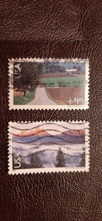 US Scott # C147 and C150; 2 Scenic Airmail stamps; used; VF centering
