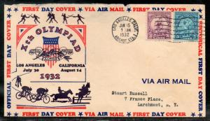 US #718-719 Olympics FDC Ioor Cachet addr D998