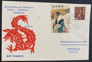 1959 Tokyo Japan First Flight Airmail Cover To Hamburg Germany Via Air France