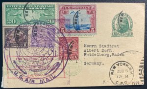 1929 USA LZ 127 Graf Zeppelin First Round Flight PC cover To Baden Germany