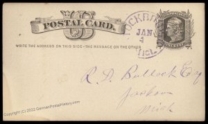 USA 1870s Michigan STOCKBRIDGE Violet Cancel Postal Card Cover 96347