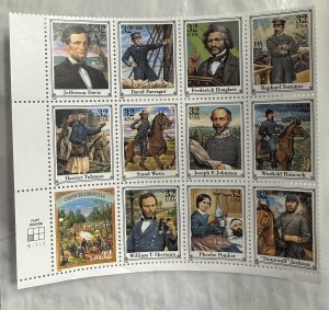 US 1995 32c Civil War block of 12- bottom left part of sheet #2975 MNH MINT