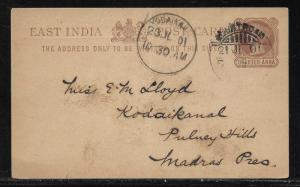 India Postal Stationery Postcard H&G 1 Used 1901