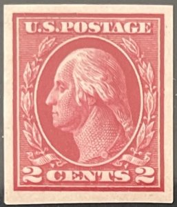 Scott #482 1916 2¢ Washington type I no WM flat plate imperf. unused HR VF