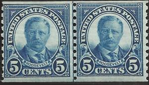 # 602 MINT NEVER HINGED Line Pair DARK BLUE THEODORE ROOSEVELT Cat $22.50