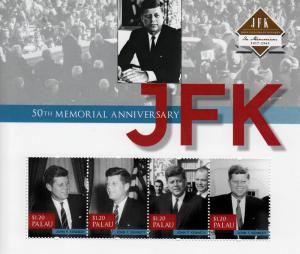 Palau 2013 MNH John F Kennedy 50th Mem Anniv I 4v M/S JFK US Presidents Stamps