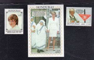 HONDURAS #C10-C11 1998 PRINCESS DIANA & MOTHER THERESA MINT VF NH O.G