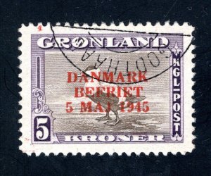 Greenland 27a,  Used, XF, Overprint in Carmine,  CV $240.00  ... 2510016