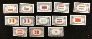 909-921 1943 Overrun Nations MNH 5 c  Full set of 13 stamps