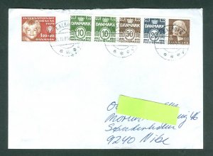 Denmark. 1989 Cover. Aalborg. Booklet Row 5 Stamps + Semi-Postal Sc# B58. Nibe