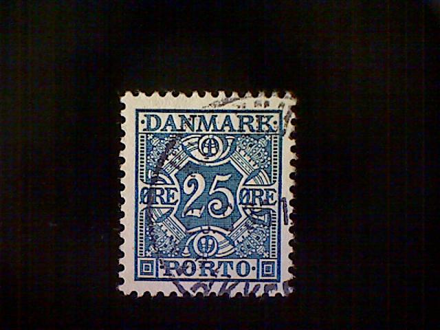 Denmark (Danmark), Scott #J34, used (o), 1934 postage due, 25öre, blue