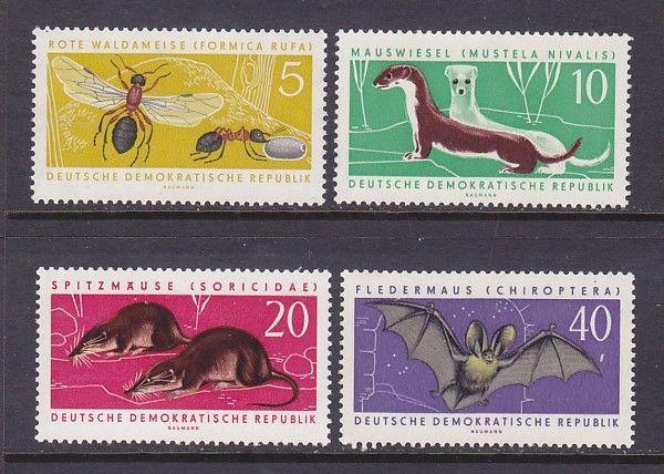 Germany  DDR 591-94 MNH 1962 Red Ants Weasels Bat Shrews Set Very Fine