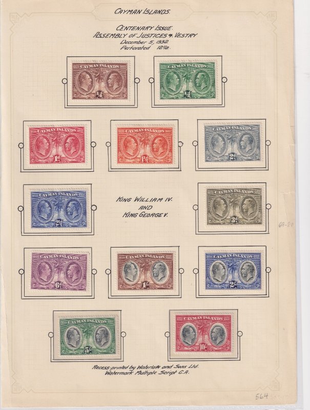 CAYMAN ISLANDS # 69-90 hinged MINT recess printed Centenary Issue