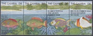 GAMBIA Sc# 1622a-d CPL MNH STRIP of 4 DIFF PARROT FISH