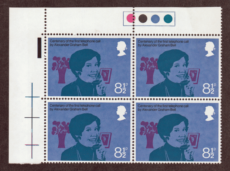 Great Britain Plate Block #  777 - M/NH - Centennial of First Phone Call - UL