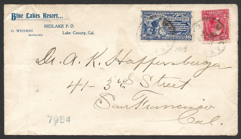 Doyle's_Stamps: Lake County, CAL Spec Delivery Ad Cover, Scott #E6, #301