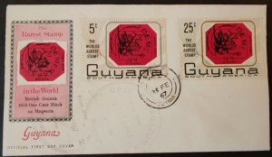 A first day cover of Guyana postage stamps from 1967, featuring the worl...