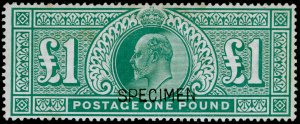 SG266 SPEC M55s(1), £1 dull blue-green, M MINT. Cat £1250. SPECIMEN. TYPE 16.