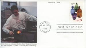 1999 American Glass Mold-blown (Scott 3326) Mystic FDC