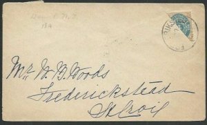DANISH WEST INDIES 1903 4c bisected on small cover, Christiansted cds......61222 