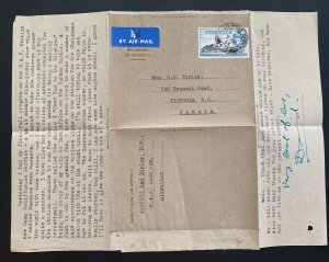 1955 Gibraltar RAF Field Post Air Letter  Cover To Victoria Canada