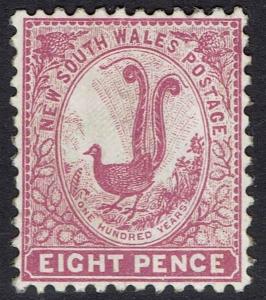 NEW SOUTH WALES 1905 LYRE BIRD 8D WMK CROWN/SINGLE LINED A 