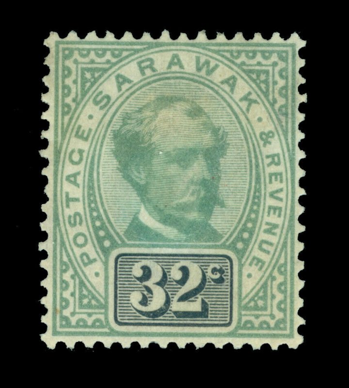 SARAWAK 1897  Sir James Brooke  32c gray green  Scott # 19 mint MH