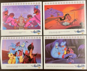 Guyana 2761-2764 Disney Aladdin 4 Souvenir Sheets 5x4 inches 1993