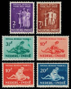 Netherlands Indies Scott B42-B47 Unused lightly hinged.