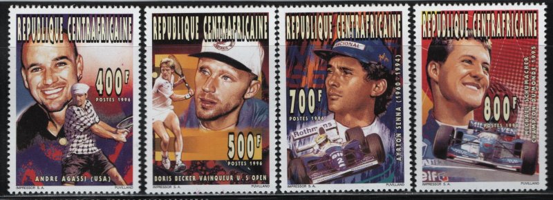 CENTRAL AFRICAN REPUBLIC, 1102-1105, MNH, 1996, SPORTS FIGURES