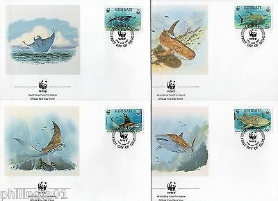 Kiribati 1991 WWF Whale Shark Mantra Ray Marine Life Animal Fauna Sc 562-65 FDCs