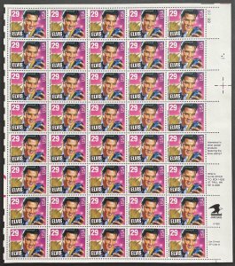 Scott 2721 ELVIS PRESLEY Sheet of 50 US 29¢ Stamps MNH 1993