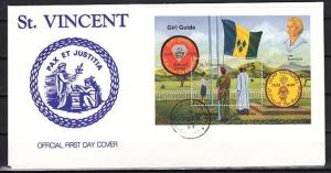 St. Vincent, Scott cat. 1287. Girl Scout s/sheet. First day cover