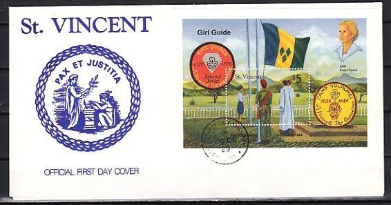 St. Vincent, Scott cat. 1287. Girl Scout s/sheet. First day cover