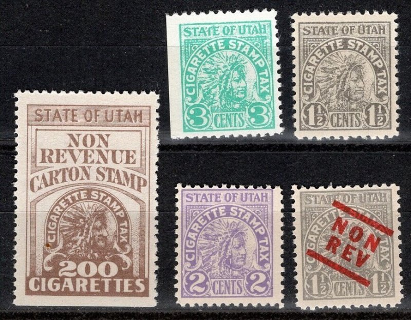 cigarette tax in utah State of Utah Cigarette Tax Stamps Set/5 MNH