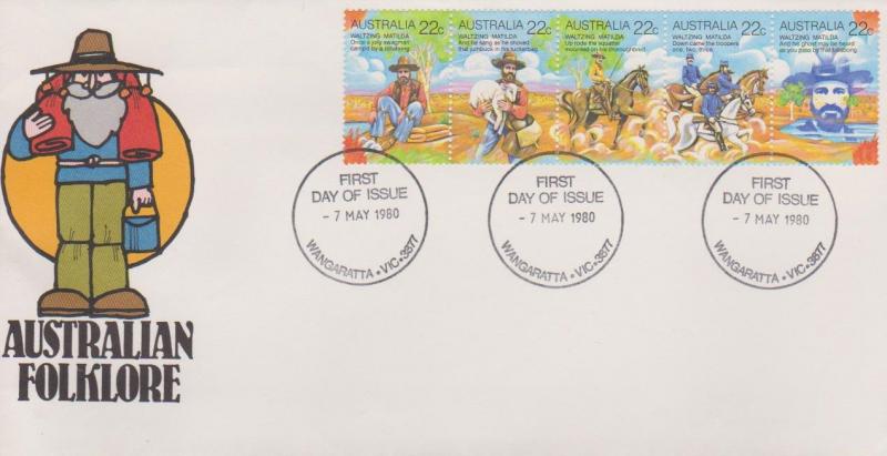 Australia 1980 Folklore Waltzing Matilda Strip First Day Cover