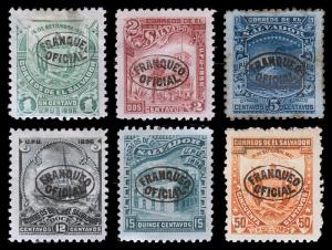 El Salvador Scott O13-14, O16, O18-19, O23 (1896) Mint H G-F-VF, CV $37.75