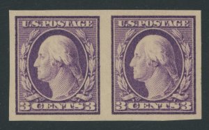 USA 483 - 3 cent Imperf Unwmk Type I pair - XF Mint very light hinged