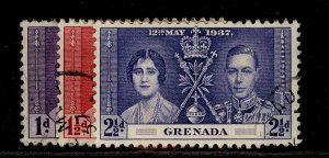 GRENADA GVI SG149-151, CORONATION set, FINE USED.