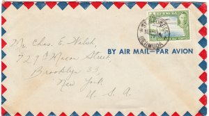 BERMUDA cover postmark St-Georges, 11 Oct 1946 - The 7½d airmail rate to USA