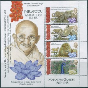 Niuafo'ou 2016 SG423 Gandhi Indian Animals sheetlet MNH