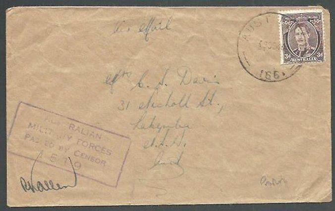 NEW GUINEA 1944 Australia 3d on cover AUST FPO 166 used at Madang..........60459 